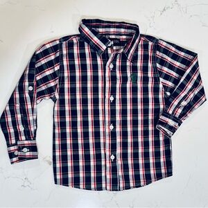 US Polo Association Red, White and Blue Plaid 3T Long Sleeve Shirt